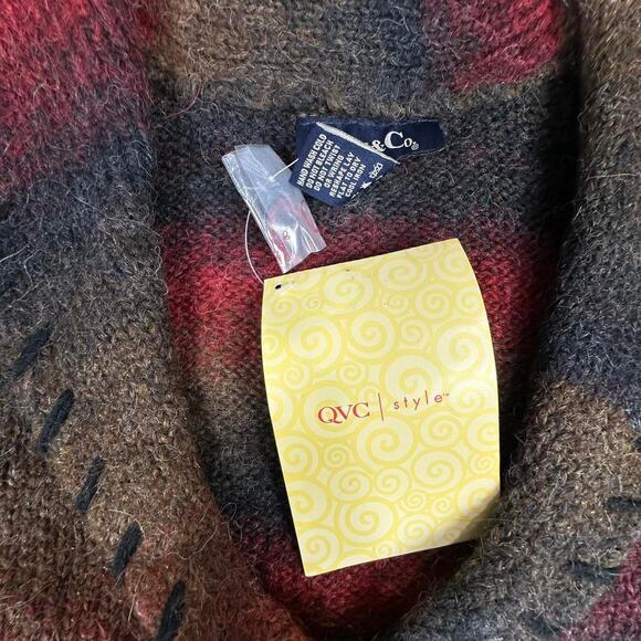 Vintage Deadstock Denim&Co. Mohair Alpaca Red Earth Tones Buttonup Cardigan L - Picture 4 of 8